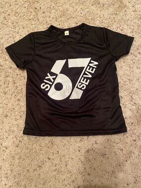 SHEIN NWT Black Short Sleeve Tee with White 'Six Seven' Graphic